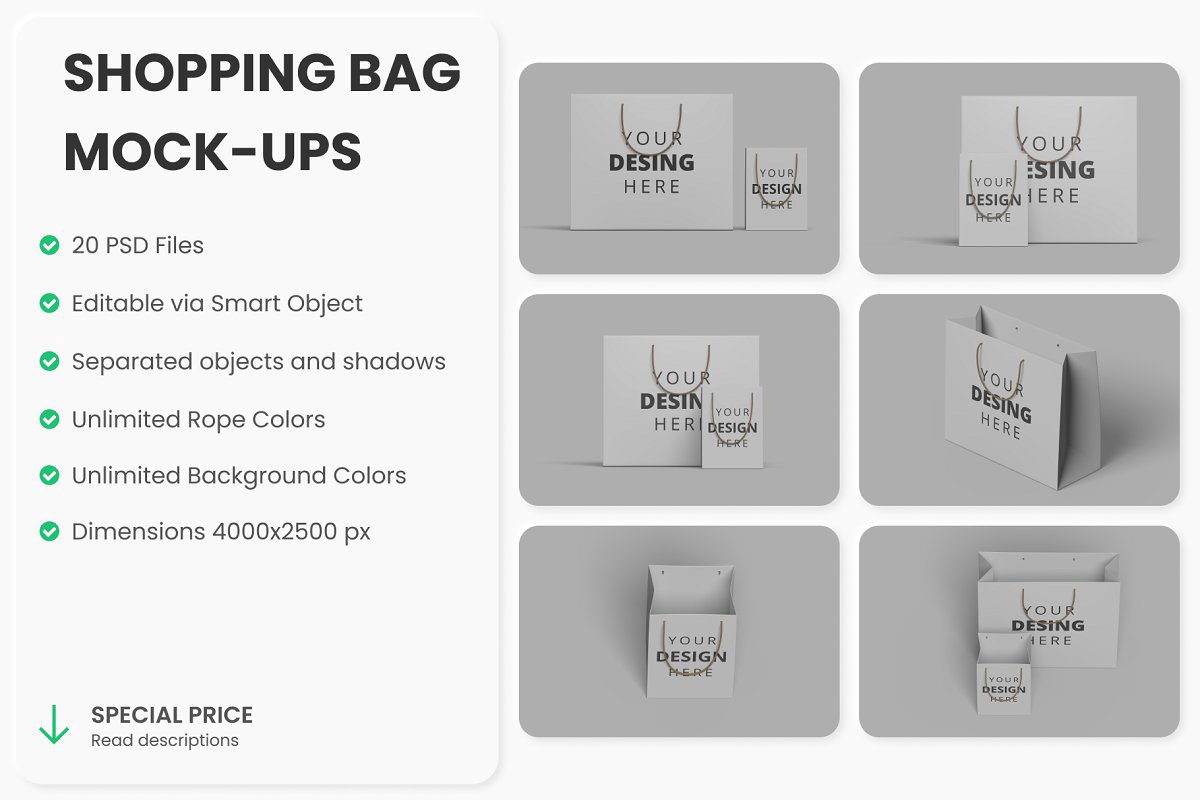 Shopping bag mockups 20 PSD 4553771