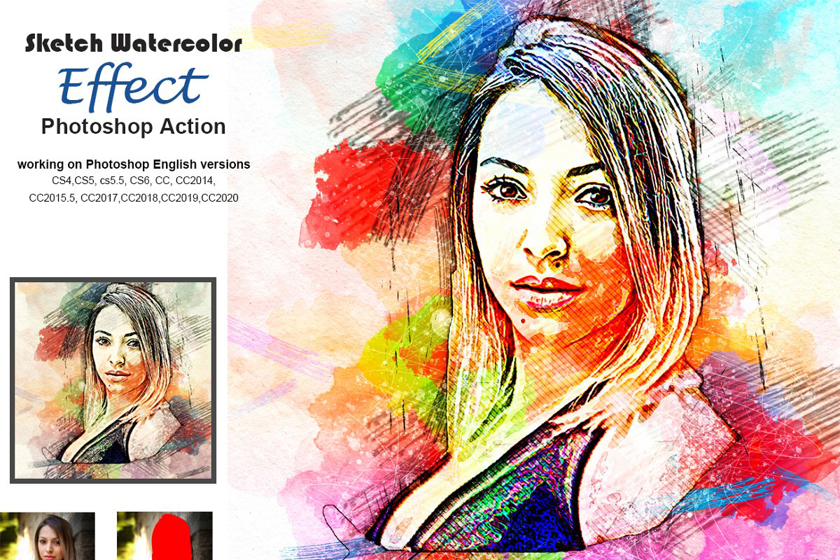 Sketch Watercolor Effect PS Action 5203559