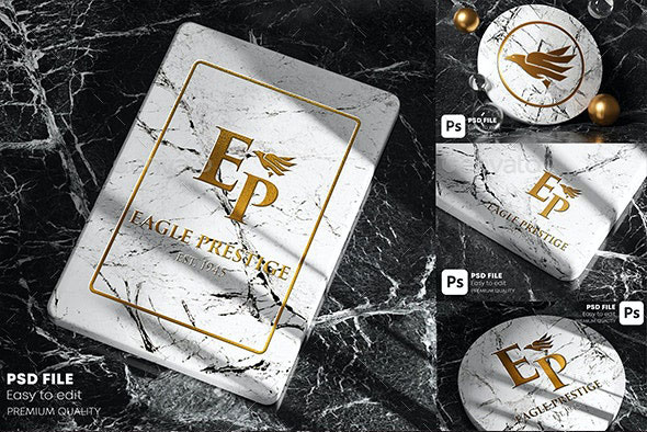 GraphicRiver Gold Marble Logo Mockup Pack 28404047 Free