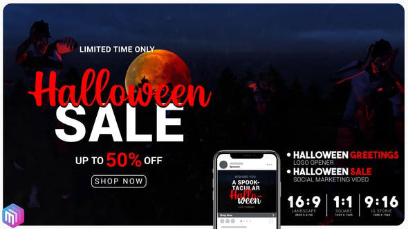 Videohive Halloween sale greetings Instagram and YouTube marketing 28718250