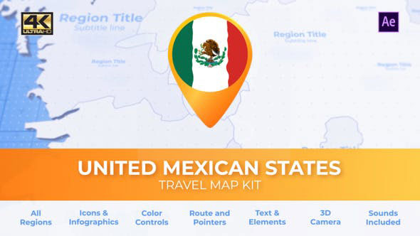 Videohive Mexico Map United Mexican States Travel Map 28581932