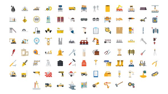 Videohive 100 Construction & Industrial Icons 29150290
