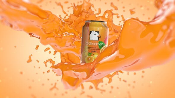 Videohive Orange Juice Splash With Can Element 3D 23485947