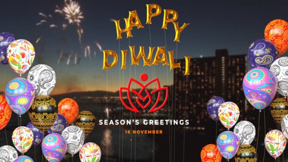 Videohive Happy Diwali Balloons Reveal 29198942