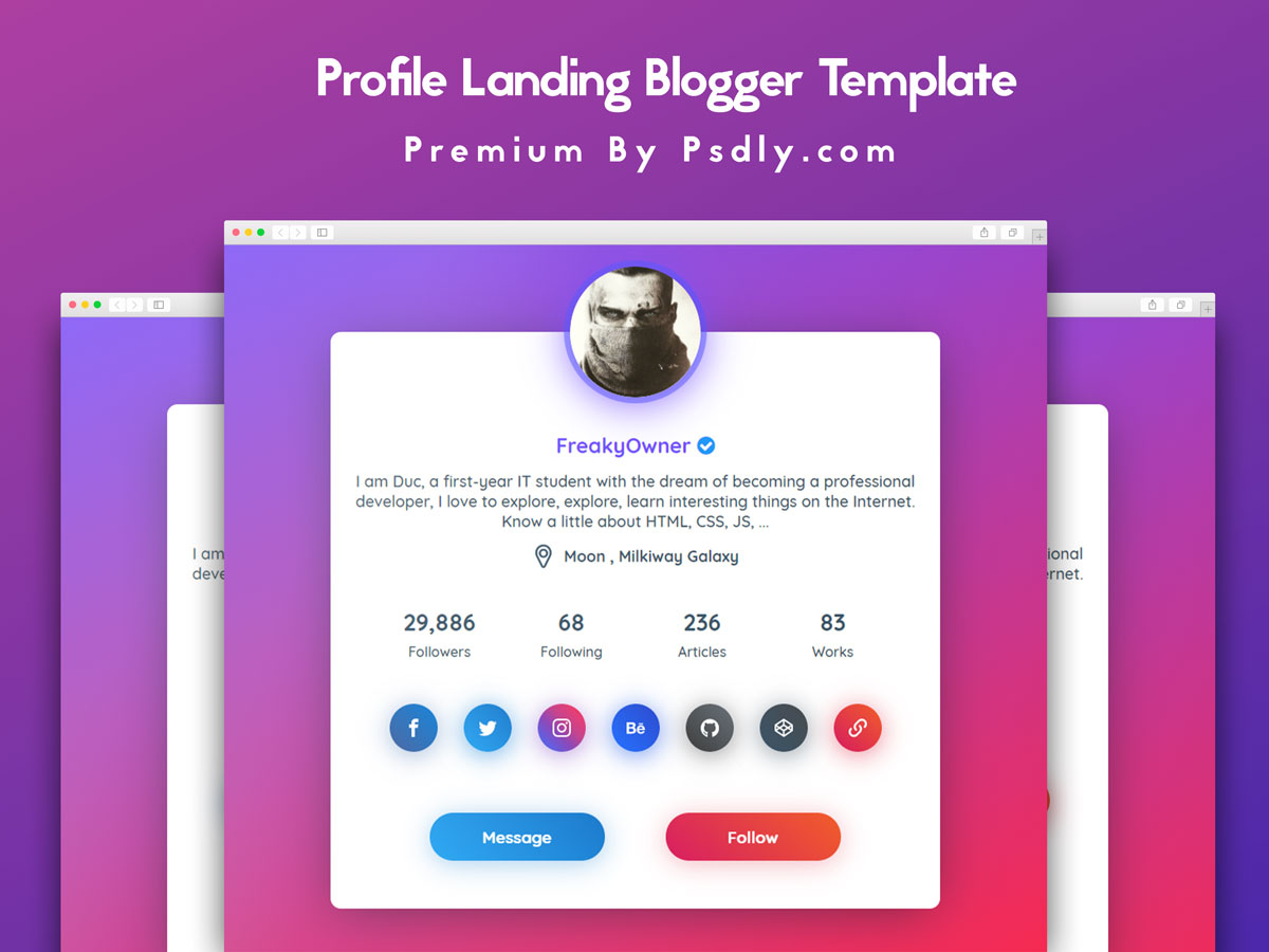 Profile Landing Blogger Template Premium Version Free Download