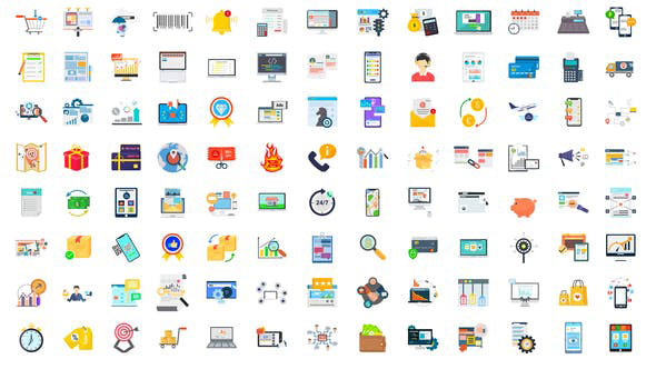Videohive 100 Digital Marketing & E-Commerce Icons 28780374