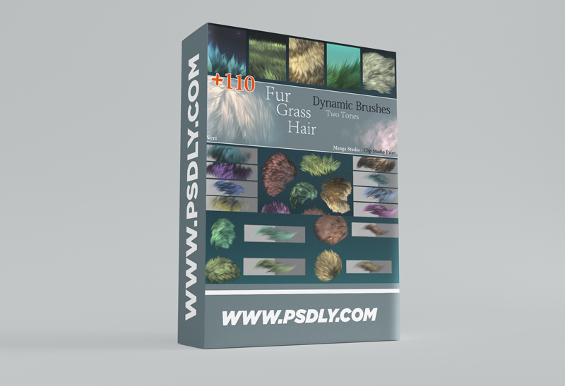 +110 Neri’s Dynamic Fur Grass Hair brushes for Manga Studio – Clip Studio Paint