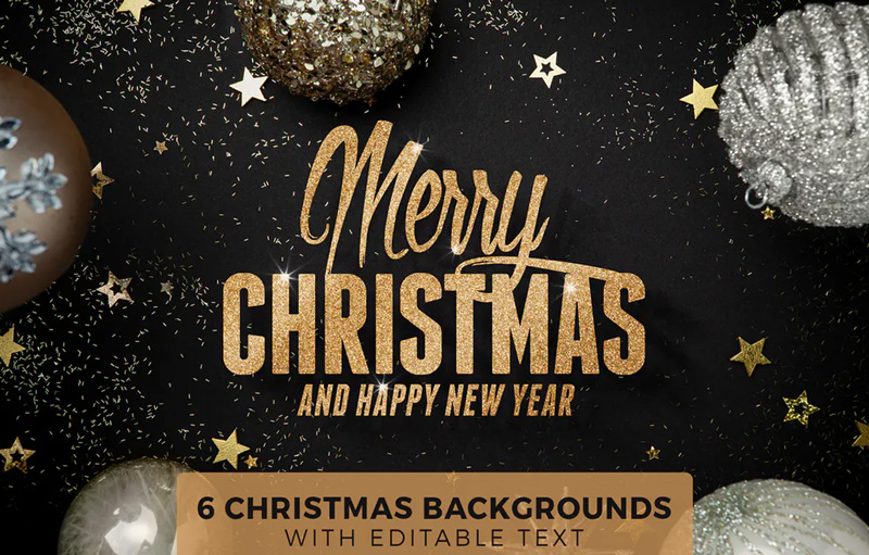 6 Christmas Backgrounds with Editable Text