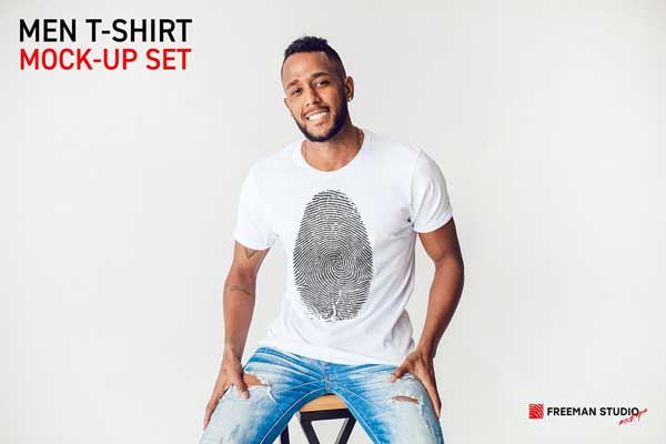 CreativeMarket - Men T-Shirt Mock-Up Set 5211187 Download