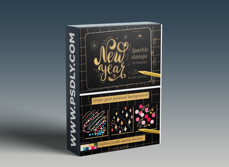 Sparkle New Year Stamps, Lettering Brush 7156127