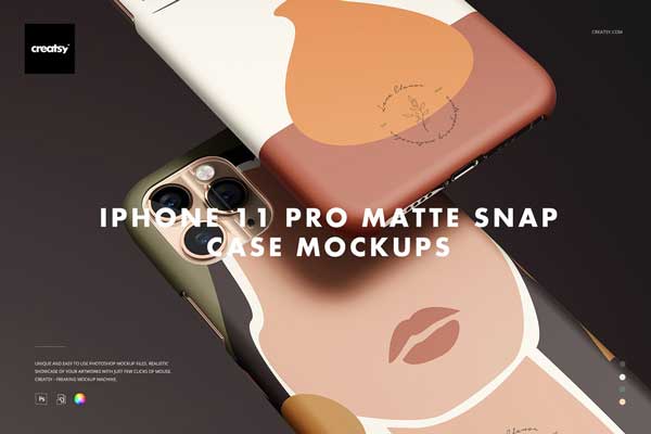 CreativeMarket - iPhone 11 Pro Matte Snap Case Mockup 4364960