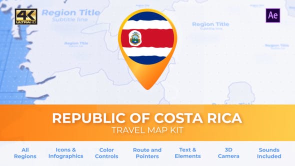 Videohive Costa Rica Map - Republic of Costa Rica Travel Map 29973955