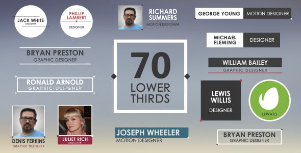 Videohive 70 Lower Thirds Pack 13686338