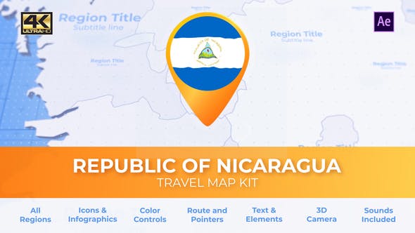 Videohive Nicaragua Map - Republic of Nicaragua Travel Map 29967731