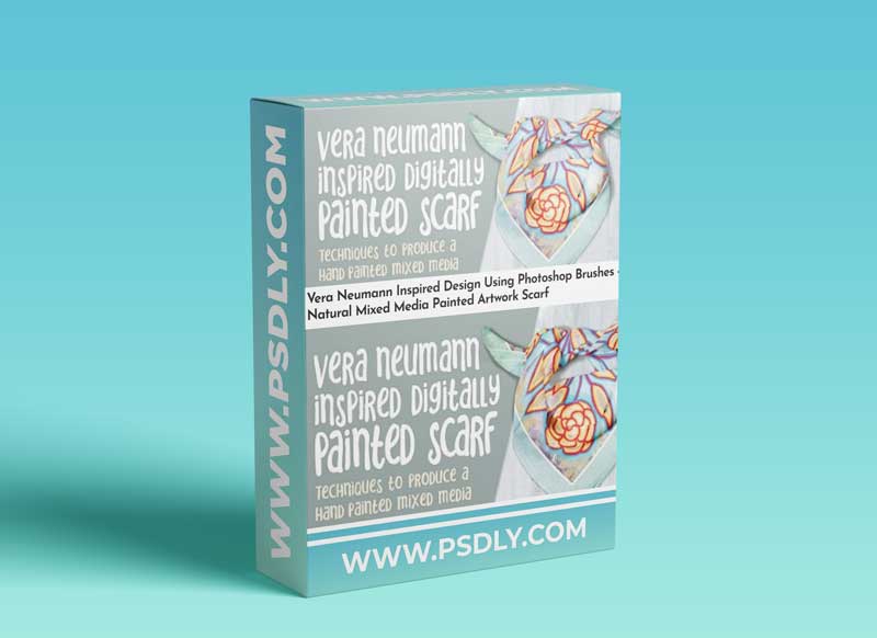 Vera Neumann Inspired Design Using Photoshop Brushes - Natural Mixed Media Painted Artwork Scarf