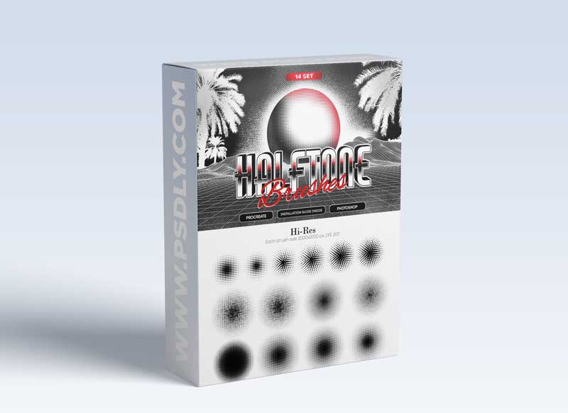 CreativeMarket - 14 Halftone Procreate & PS Brushes 5617688