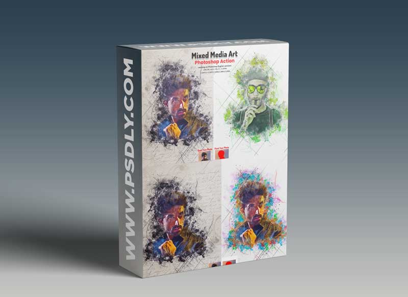 CreativeMarket - Mixed Media Art Photoshop Action 5745826