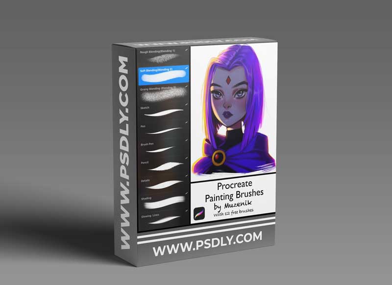 Gumroad – Procreate Painting Brushes- Set of 10(Includes 12 Free Stamp Brushes) By MuzenikArt