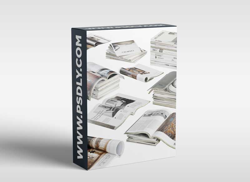 Opened magazines stack set 3D model