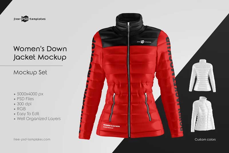 CreativeMarket - Women's Down Jacket Mockup Set 5891279