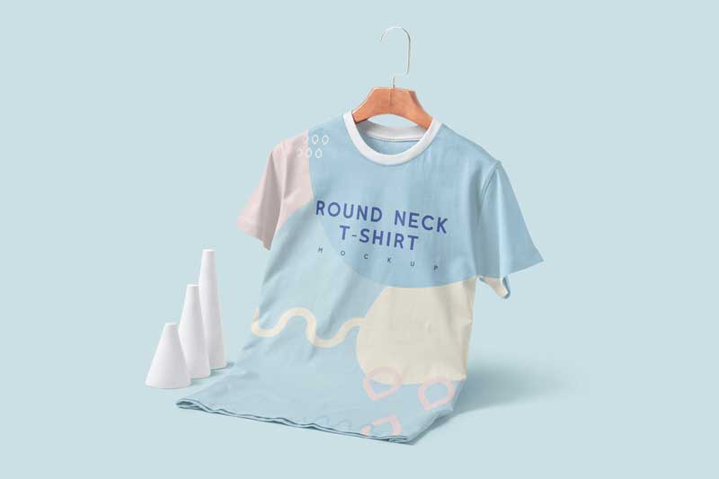 Modish Round Neck T-Shirts Mockups Y4B2X6Z