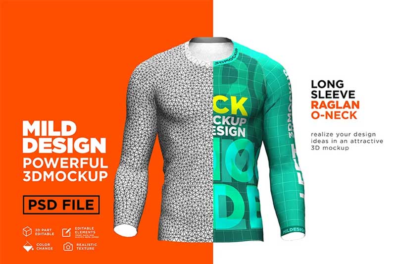 Raglan T-Shirt - 3D Mockup