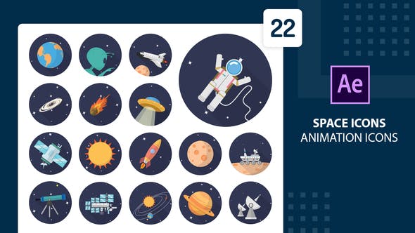 Videohive Space Animation Icons After Effects 30893488