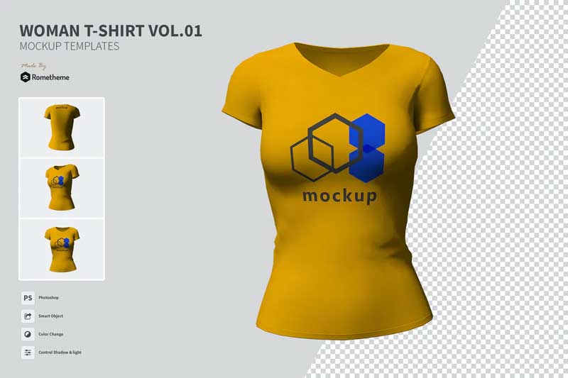 Woman T-shirt - Mockup VR V2C37K9