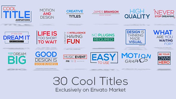 Videohive 30 Cool Titles 13686597
