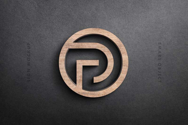 3D Wood Signage Logo Mockup