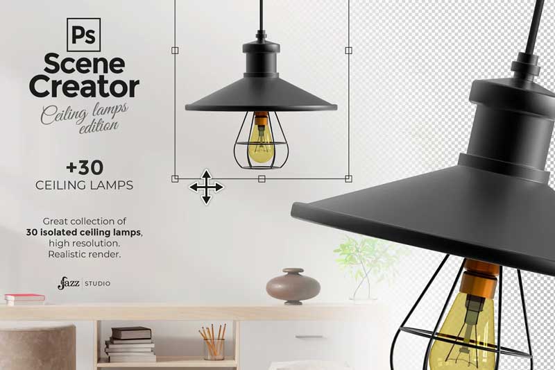 CreativeMarket - 30 PSD isolated ceiling lamps 5869112