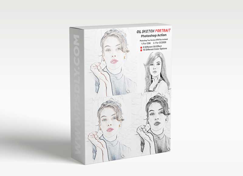 CreativeMarket - Oil Sketch Portrait Photoshop Action 5912606