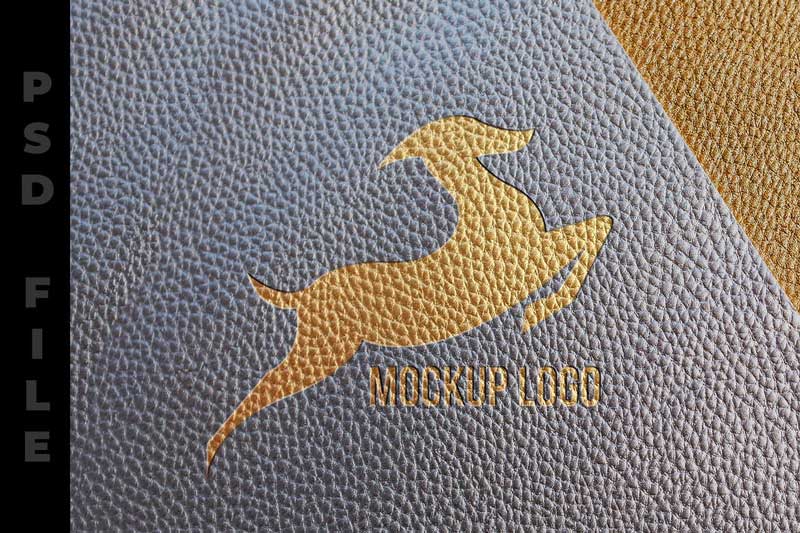 Leather Texture Logo Mockup