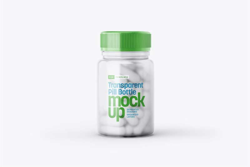 Matte Transparent Pill Bottle Mockup