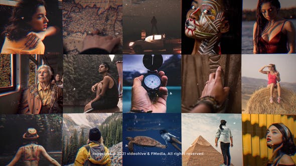 Videohive Mosaic Photo Adventure Vlog Logo Reveal 31723311