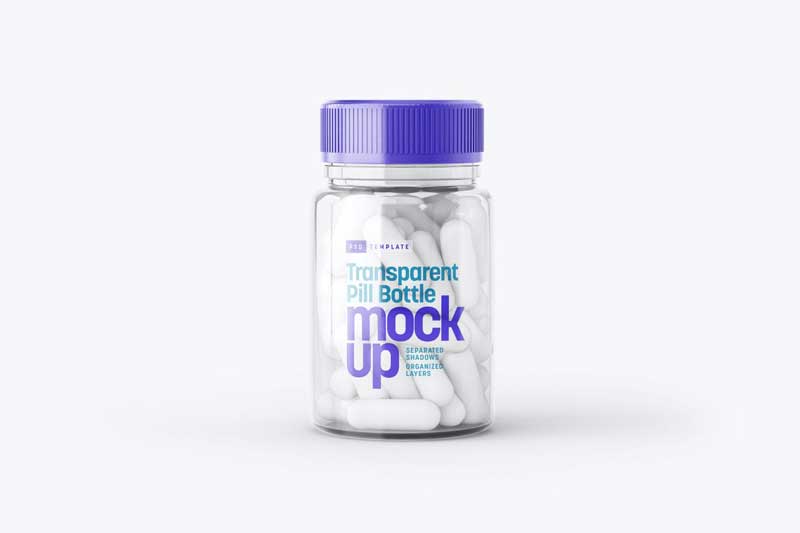 Transparent Pill Bottle Mockup