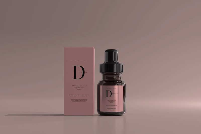 CreativeMarket - Amber Glass Dropper Bottle with Box 6055716