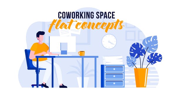 Videohive Coworking space - Flat Concept 31441069