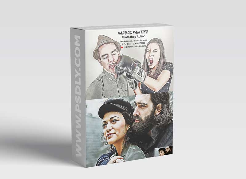 CreativeMarket - Hard Oil Painting Photoshop Action 5676840