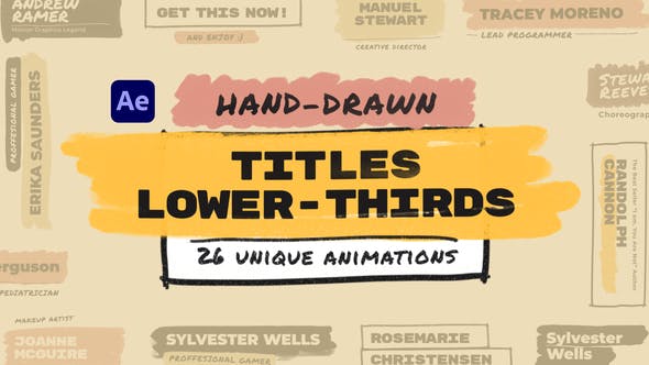 Videohive Hand Drawn Brush Titles Lower Thirds 32491154