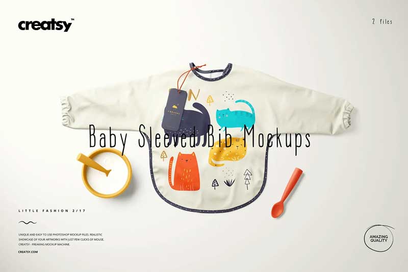 CreativeMarket - Baby Sleeved Bib Mockup Set 6189116