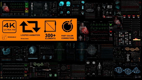 Videohive Medical Pack 18 Screens 300+ elements 31030245