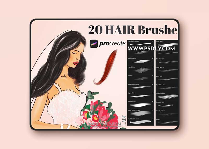 CreativeMarket - 20 Procreate Hair Brushes 6179058