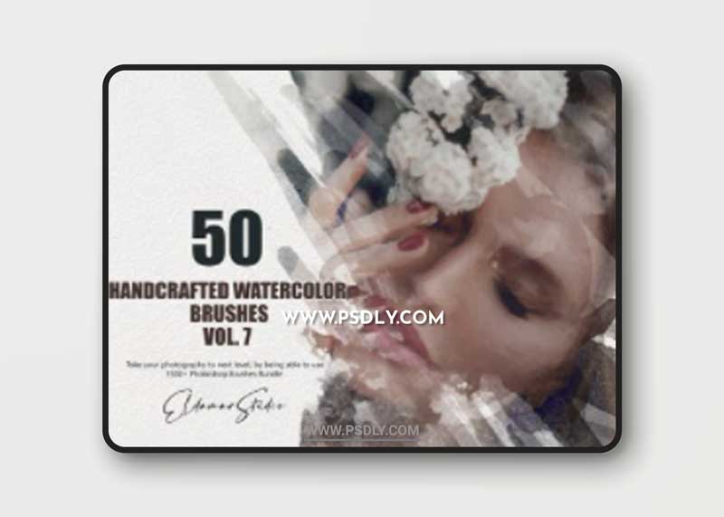 CreativeMarket - 50 Handcrafted Watercolor Brushes - Vol. 7 6258384