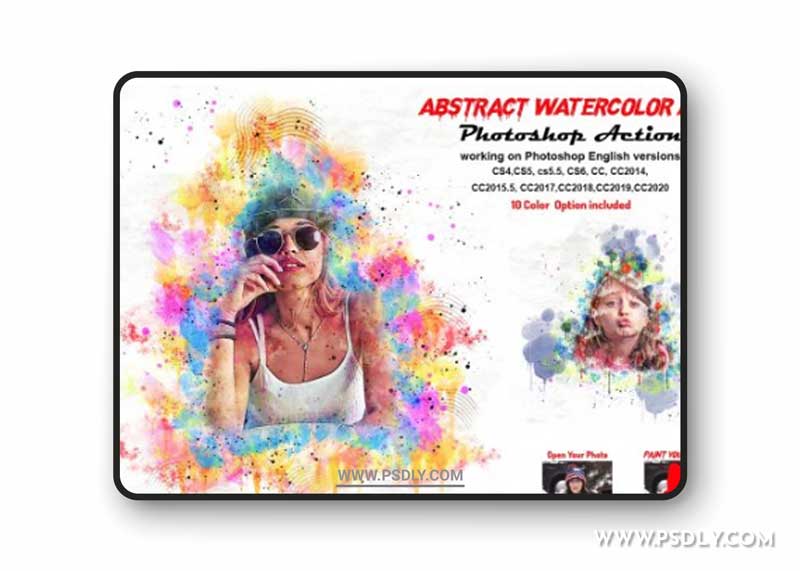 CreativeMarket - Abstract Watercolor Art PS Action 5800254