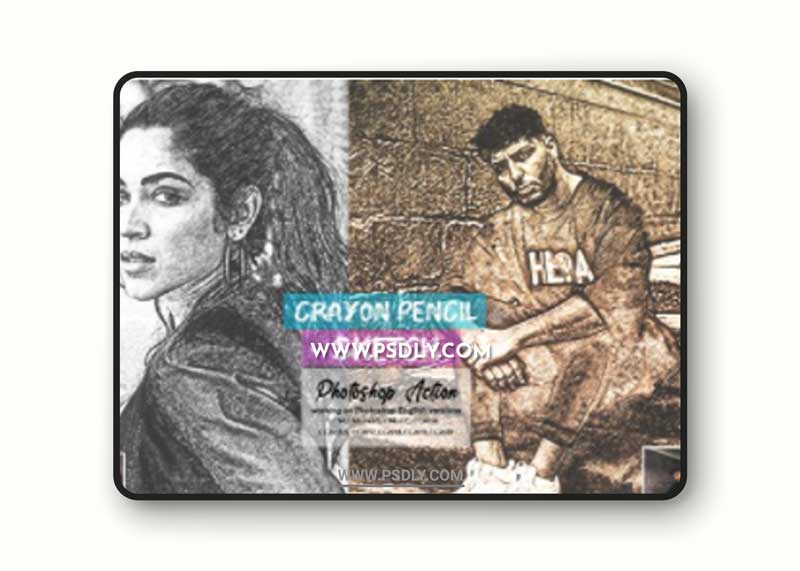 CreativeMarket - Crayon Pencil Sketch PS Action 5660336