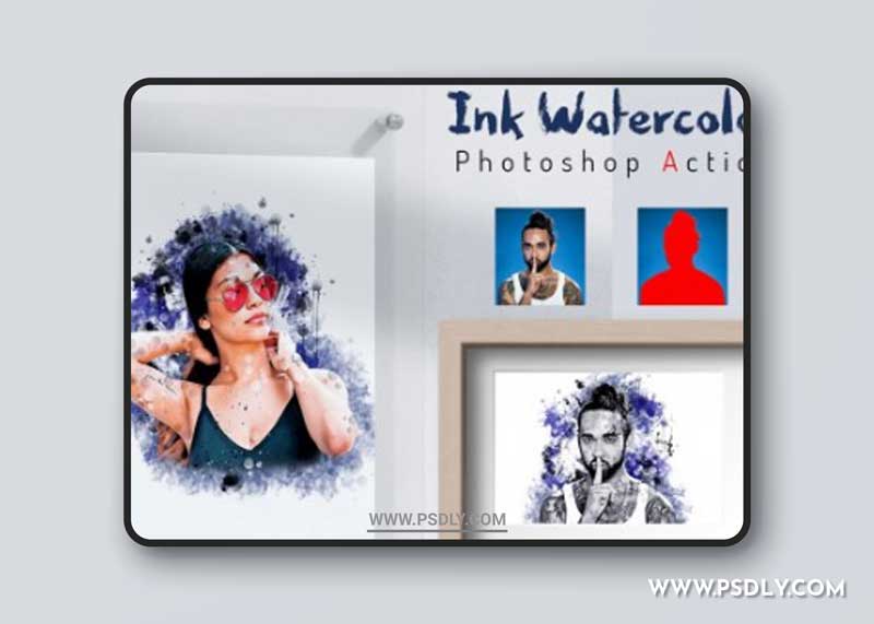 CreativeMarket - Ink Watercolor Photoshop Action 6294791