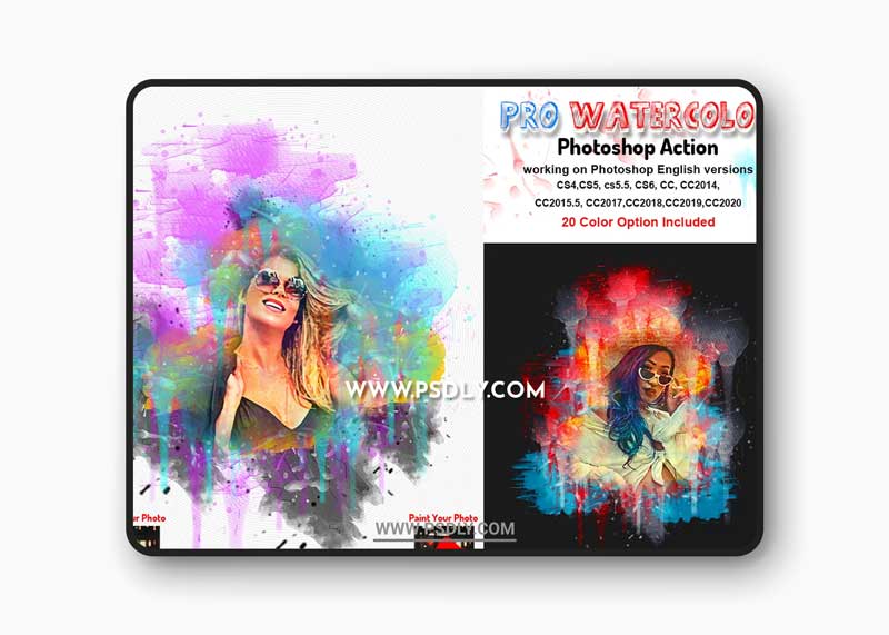 CreativeMarket - Pro Watercolor Photoshop Action 5785133