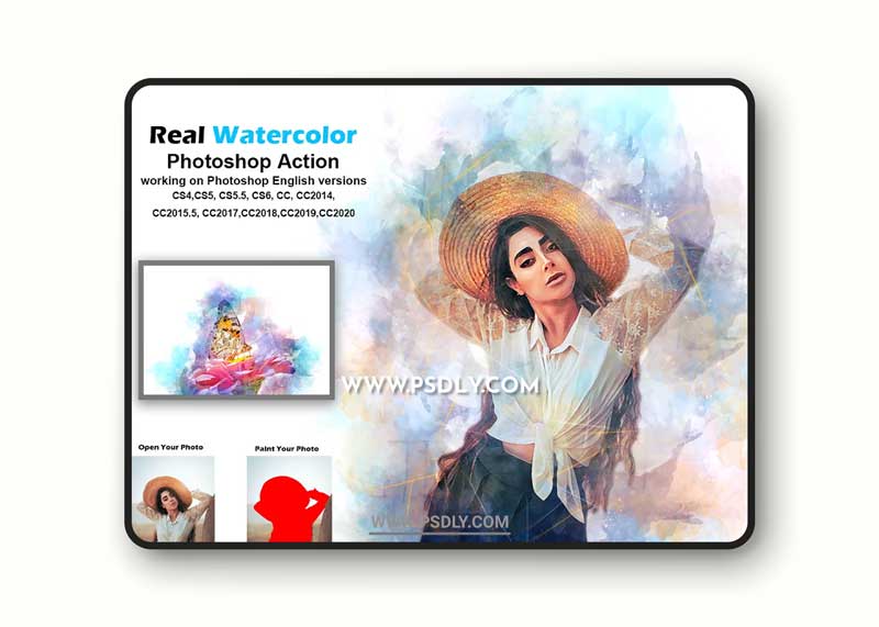 CreativeMarket - Real Watercolor Photoshop Action 5548660