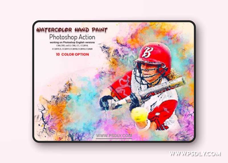 CreativeMarket - Watercolor Hand Paint PS Action 6270235